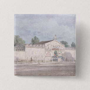 Exterior view of Astley's Amphitheatre, 1777 15 Cm Square Badge