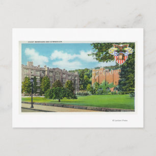 Exterior View of Cadet Barracks and Gymnasium Postcard