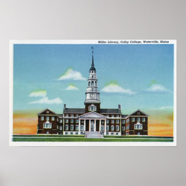 Exterior View of Colby College Miller Library Poster (Front)