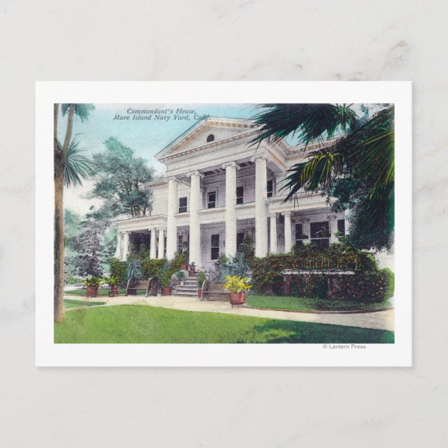 Exterior View of Commandant's House, Navy Yard Postcard (Front)