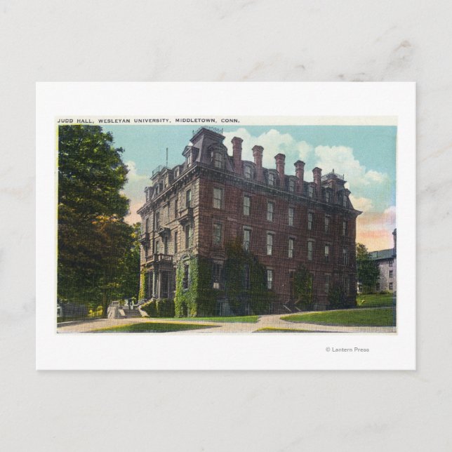 Exterior View of Judd Hall, Wesleyan University Postcard (Front)