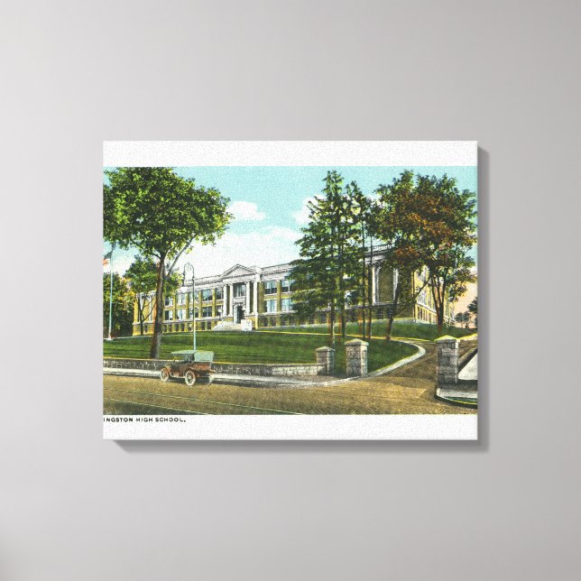 Exterior View of Kingston High School Canvas Print (Front)