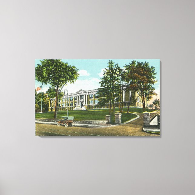 Exterior View of Kingston High School Canvas Print (Front)
