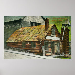 Exterior View of Log Cabin Soda Works, Church Poster
