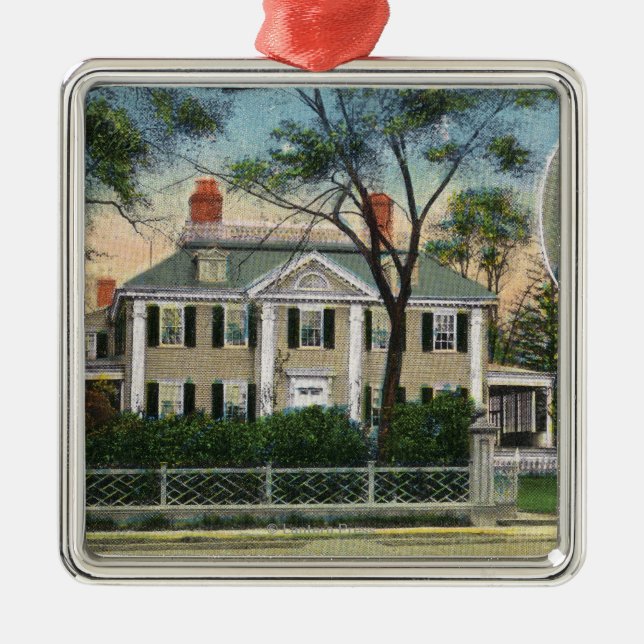 Exterior View of Longfellow's Home Metal Tree Decoration (Front)