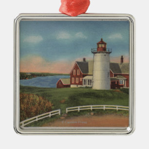 Exterior View of Nobska Lighthouse Metal Tree Decoration