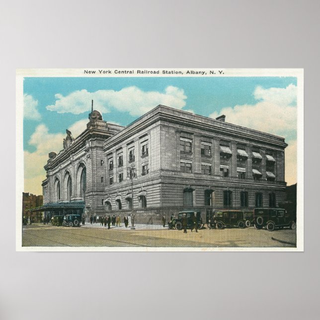 Exterior View of NY Central Railroad Station Poster (Front)