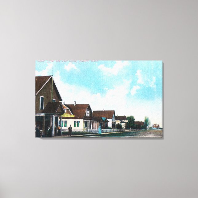 Exterior View of Post Office on Cedar Street Canvas Print (Front)