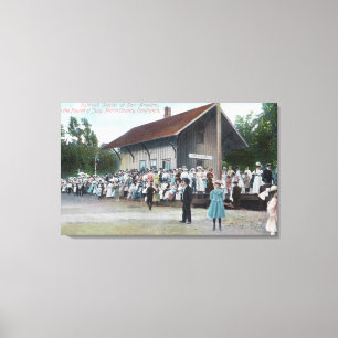 Exterior View of Railroad Station on 4th of Canvas Print