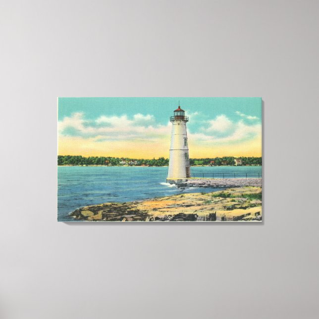 Exterior View of Rock Island Light House Canvas Print (Front)