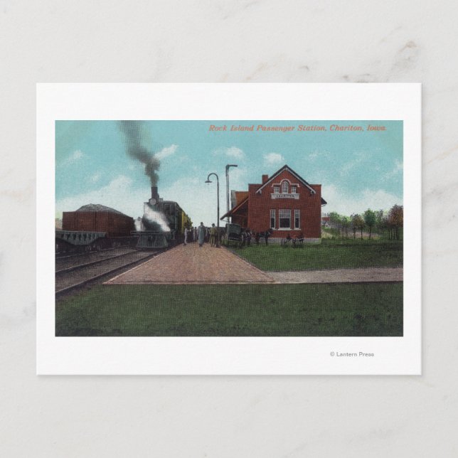 Exterior View of Rock Island Passenger Station Postcard (Front)