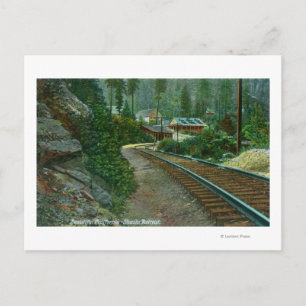 Exterior View of Shasta Retreat from Rail Tracks Postcard