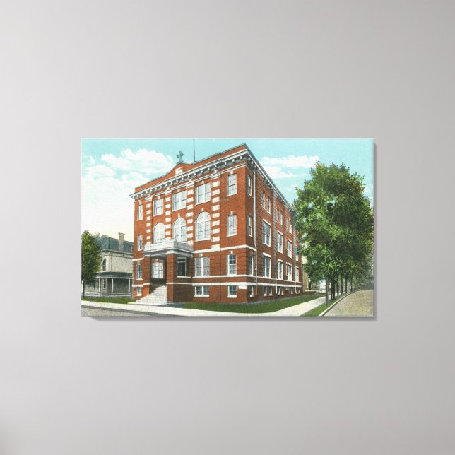 Exterior View of St. Joseph's School Canvas Print (Front)