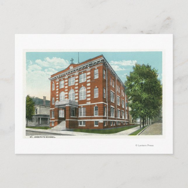 Exterior View of St. Joseph's School Postcard (Front)