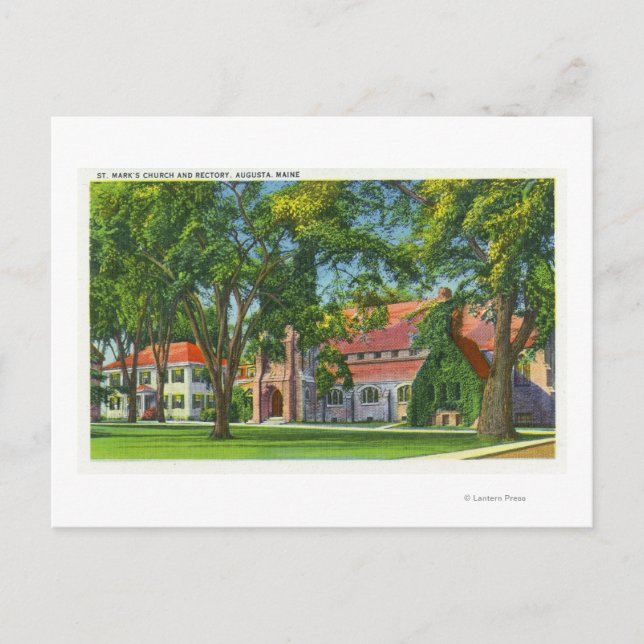 Exterior View of St. Mark's Church and Rectory Postcard (Front)