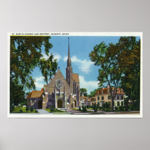 Exterior View of St. Mary's Church and Rectory Poster