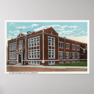 Exterior View of St. Mary's School and Hall Poster
