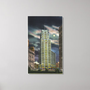 Exterior View of State Tower Building at Night Canvas Print