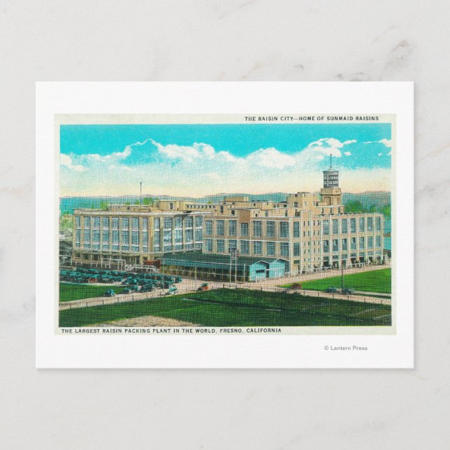 Exterior View of Sun-Maid Raisin Plant Postcard (Front)