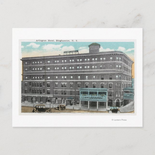 Exterior View of the Arlington Hotel Postcard (Front)