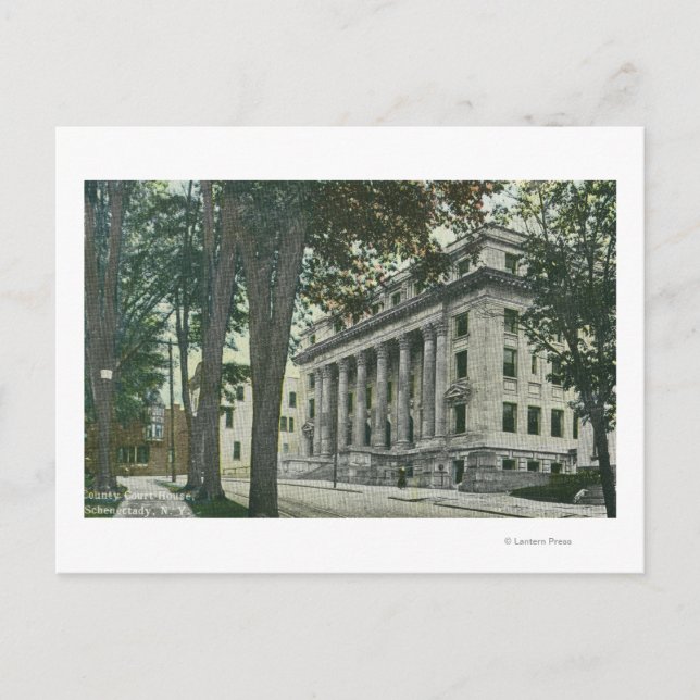 Exterior View of the County Court House Postcard (Front)