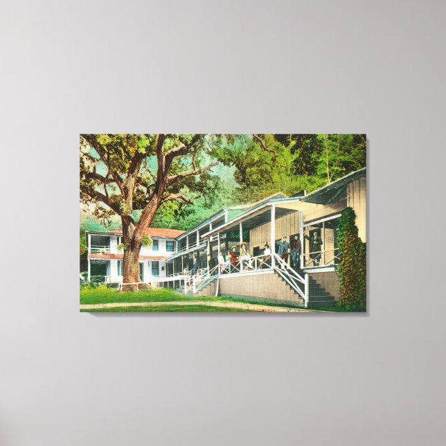 Exterior View of the Geysers Hotel, Guests Posin Canvas Print (Front)