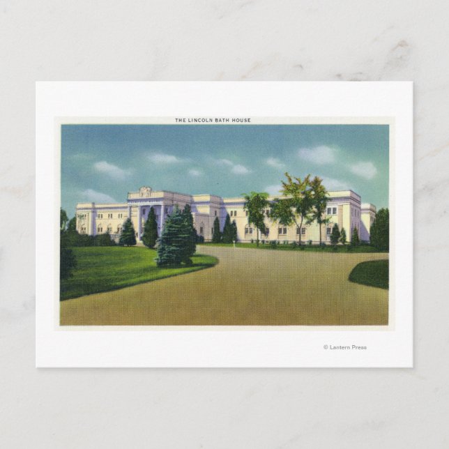 Exterior View of the Lincoln Bath House Postcard (Front)