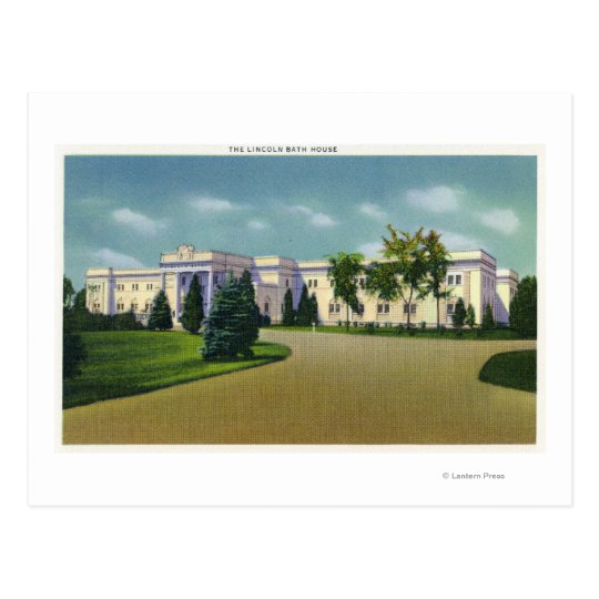 Exterior View of the Lincoln Bath House Postcard