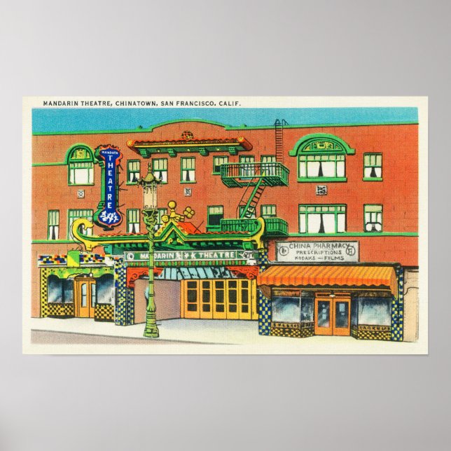 Exterior View of the Mandarin Theatre, Poster (Front)