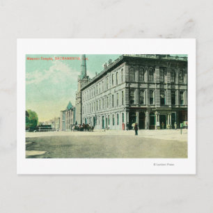 Exterior View of the Masonic Temple Postcard