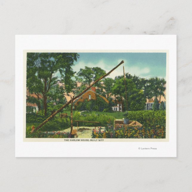 Exterior View of the Old Harlow House # 2 Postcard (Front)