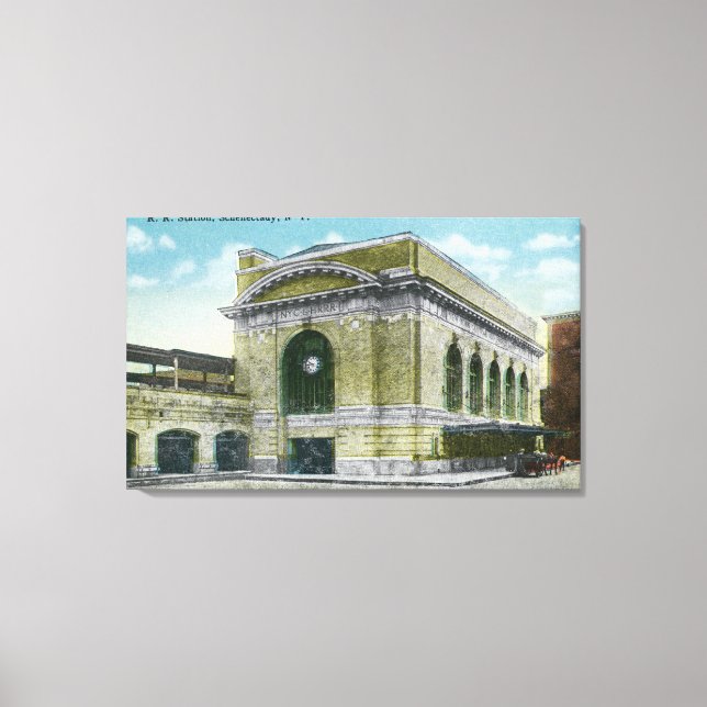 Exterior View of the Railroad Station Canvas Print (Front)
