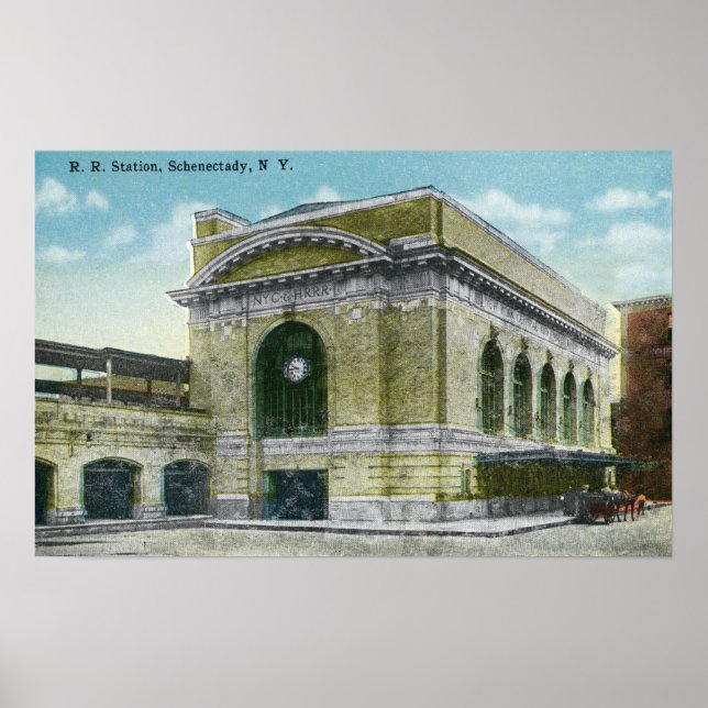 Exterior View of the Railroad Station Poster (Front)
