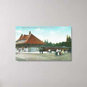 Exterior View of the Railway Station Canvas Print