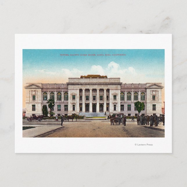 Exterior View of the Sonoma County Court House Postcard (Front)