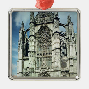 Exterior view of the south facade metal tree decoration