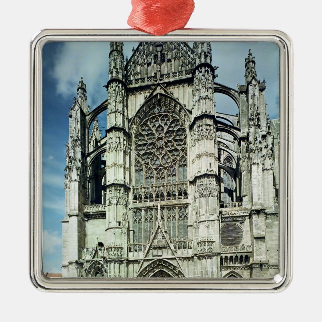 Exterior view of the south facade metal tree decoration (Front)