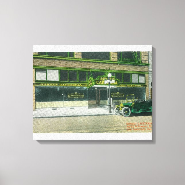 Exterior View of the Sunset Cafeteria Canvas Print (Front)