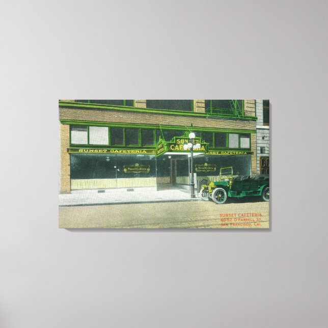 Exterior View of the Sunset Cafeteria Canvas Print (Front)