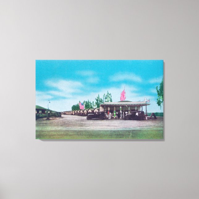 Exterior View of the Tourist Motor Court Canvas Print (Front)