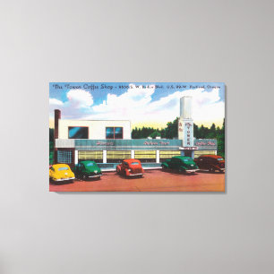 Exterior View of The Tower Coffee Shop Canvas Print