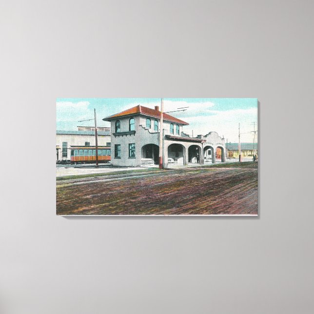 Exterior View of the VBN RR Electric Depot Canvas Print (Front)