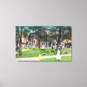 Exterior View of Washington School Canvas Print