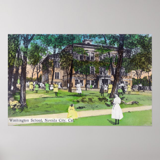 Exterior View of Washington School Poster (Front)