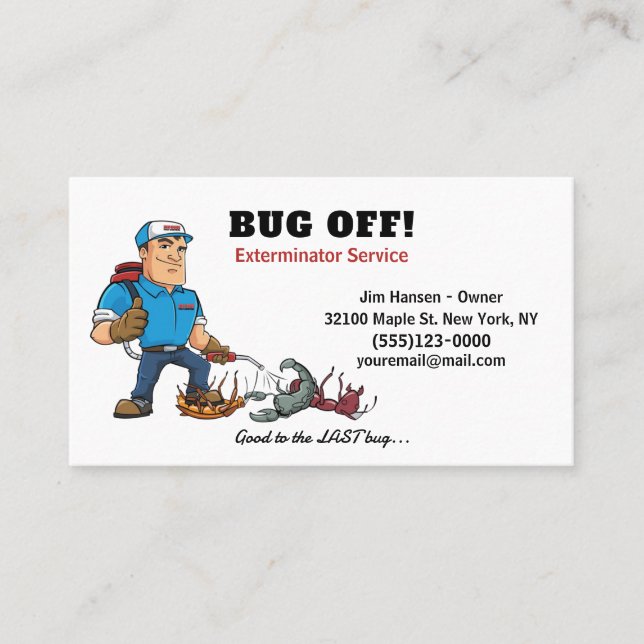 Exterminator Bug and Pest Control Service Business Card (Front)
