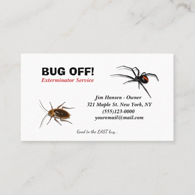 Exterminator Bug and Pest Control Service Business Card (Front)