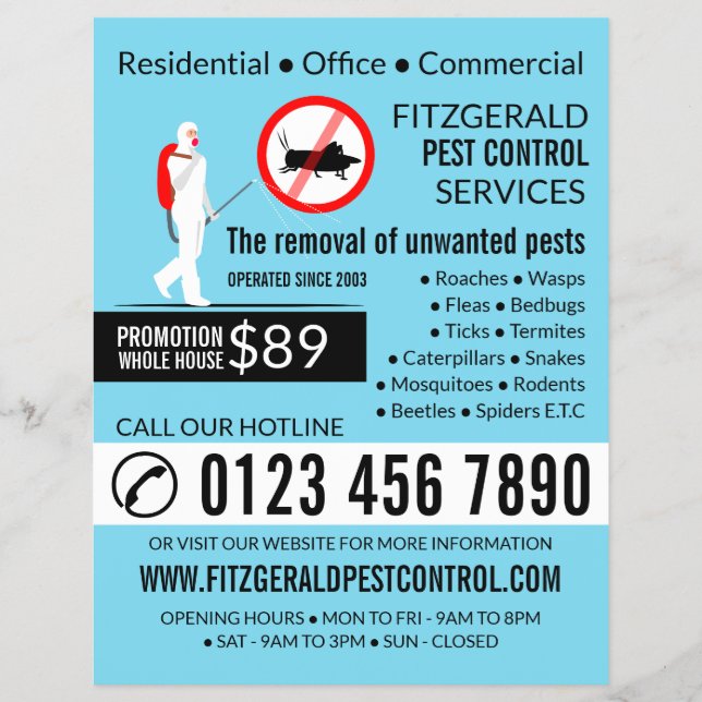 Exterminator Design, Pest Control Advertising Flyer (Front)
