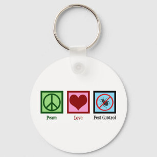 Exterminator Peace Love Pest Control Company Key Ring