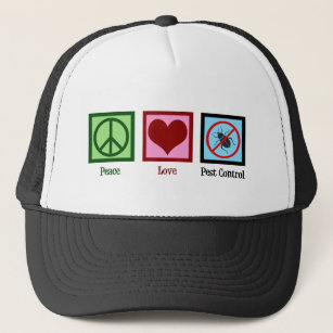 Exterminator Peace Love Pest Control Company Trucker Hat