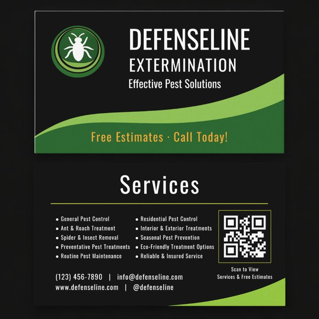 Exterminator Service QR Code Professional  Business Card (Creator Uploaded)